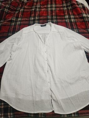 Lane Bryant White Textured Button-Down Shirt
